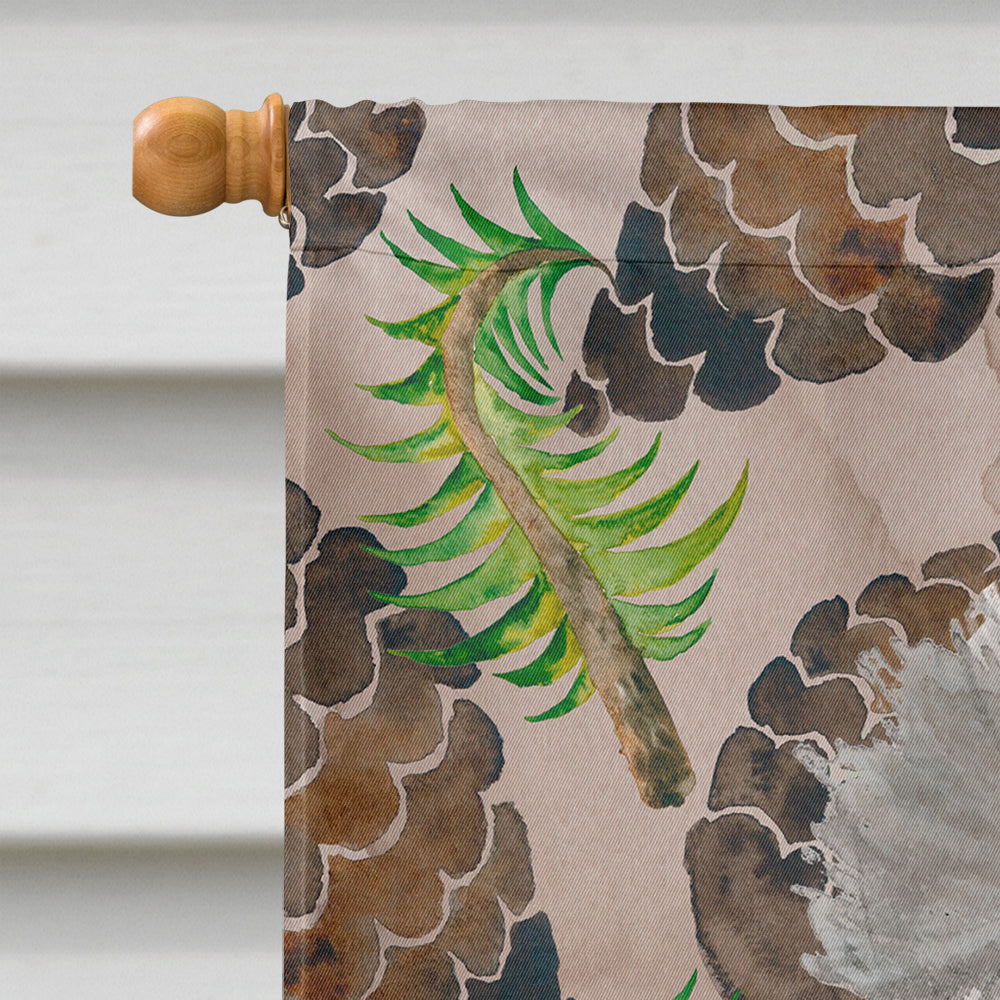Grey Standard Poodle Pine Cones House Flag 28x40 Porch Sleeve Pole Decorative Outside Yard Banner Artwork Wall Hanging, Polyester