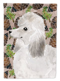 White Standard Poodle Pine Cones House Flag 28x40 Porch Sleeve Pole Decorative Outside Yard Banner Artwork Wall Hanging, Polyester