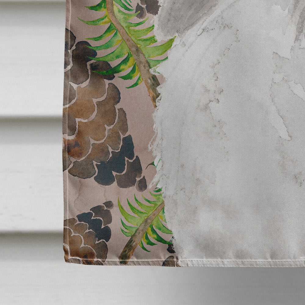 White Standard Poodle Pine Cones House Flag 28x40 Porch Sleeve Pole Decorative Outside Yard Banner Artwork Wall Hanging, Polyester
