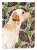 Yellow Labrador #2 Pine Cones House Flag 28x40 Porch Sleeve Pole Decorative Outside Yard Banner Artwork Wall Hanging, Polyester