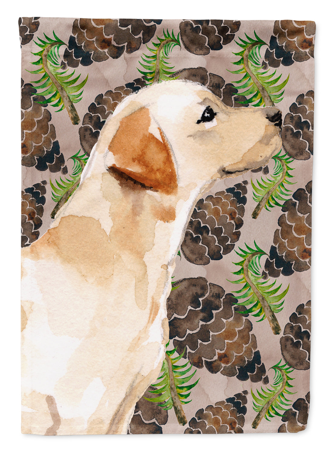 Yellow Labrador #2 Pine Cones House Flag 28x40 Porch Sleeve Pole Decorative Outside Yard Banner Artwork Wall Hanging, Polyester