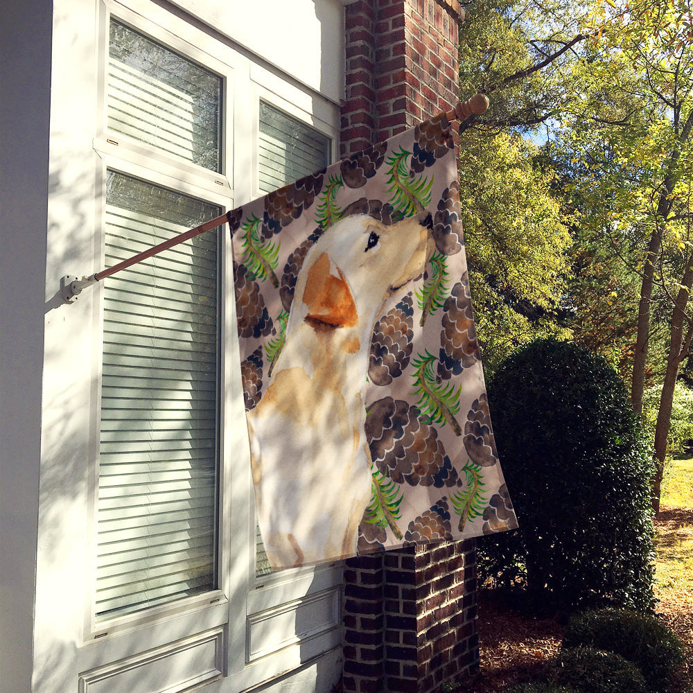 Yellow Labrador #2 Pine Cones House Flag 28x40 Porch Sleeve Pole Decorative Outside Yard Banner Artwork Wall Hanging, Polyester