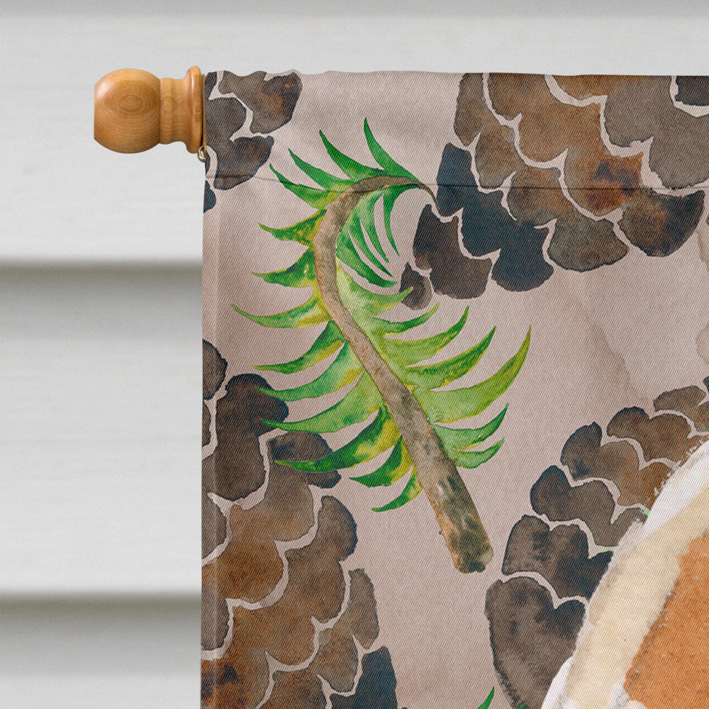 Yellow Labrador #2 Pine Cones House Flag 28x40 Porch Sleeve Pole Decorative Outside Yard Banner Artwork Wall Hanging, Polyester