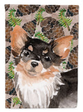 Long Haired Chihuahua Pine Cones House Flag 28x40 Porch Sleeve Pole Decorative Outside Yard Banner Artwork Wall Hanging, Polyester