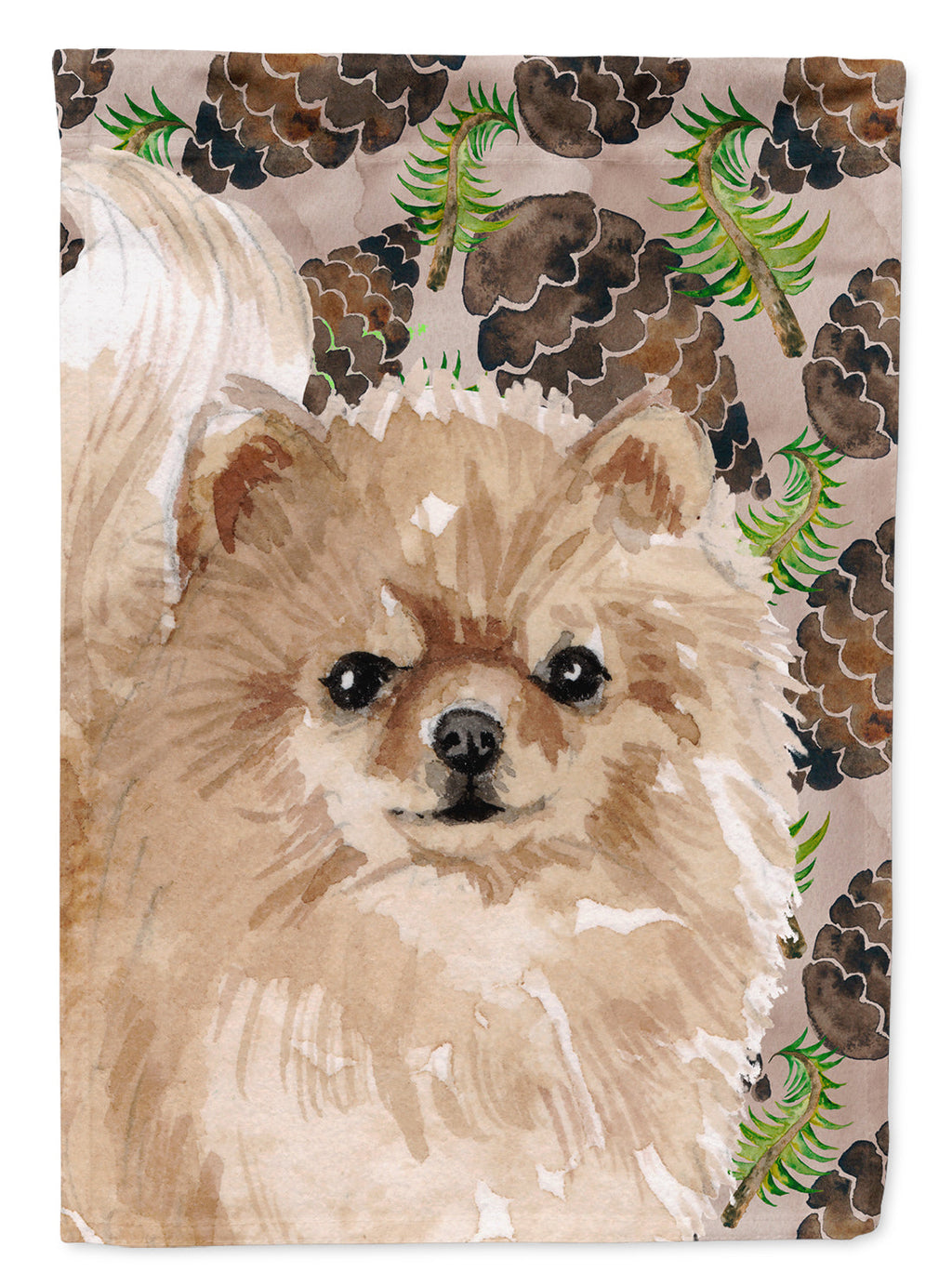 Pomeranian Pine Cones House Flag 28x40 Porch Sleeve Pole Decorative Outside Yard Banner Artwork Wall Hanging, Polyester