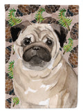 Fawn Pug Pine Cones House Flag 28x40 Porch Sleeve Pole Decorative Outside Yard Banner Artwork Wall Hanging, Polyester