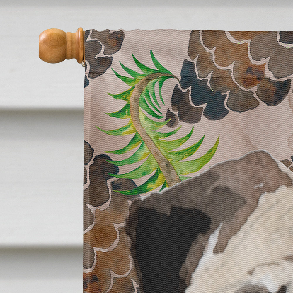 Fawn Pug Pine Cones House Flag 28x40 Porch Sleeve Pole Decorative Outside Yard Banner Artwork Wall Hanging, Polyester