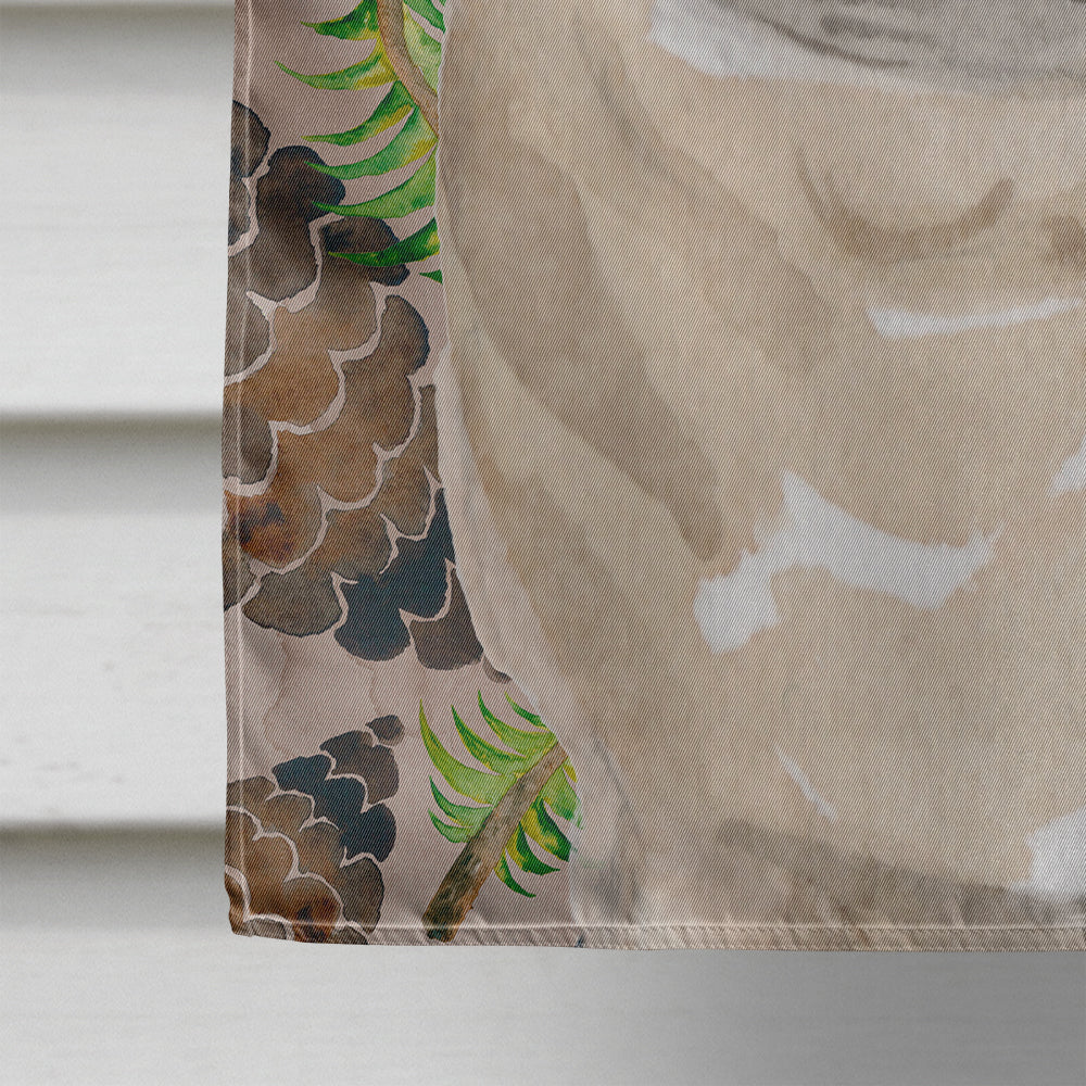 Fawn Pug Pine Cones House Flag 28x40 Porch Sleeve Pole Decorative Outside Yard Banner Artwork Wall Hanging, Polyester