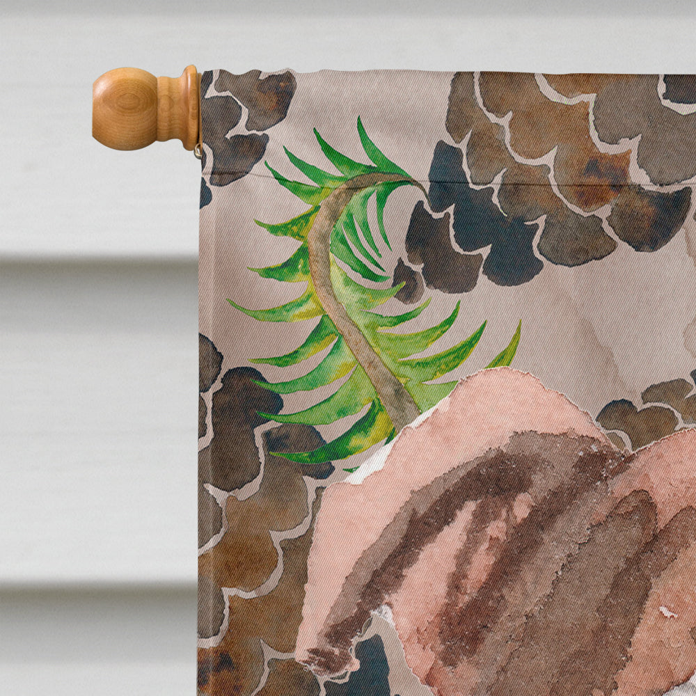 Red Staffie Bull Terrier Pine Cones House Flag 28x40 Porch Sleeve Pole Decorative Outside Yard Banner Artwork Wall Hanging, Polyester