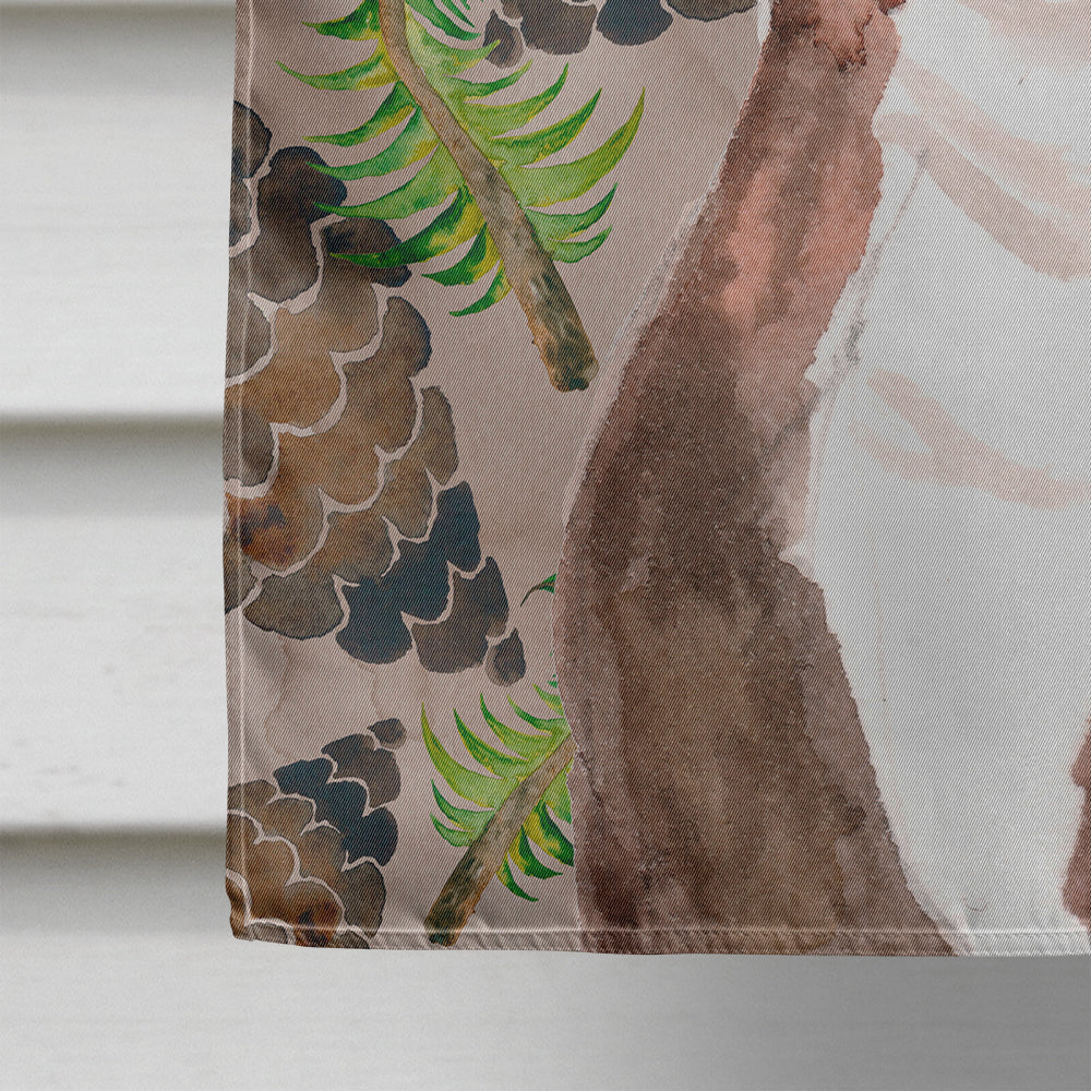 Red Staffie Bull Terrier Pine Cones House Flag 28x40 Porch Sleeve Pole Decorative Outside Yard Banner Artwork Wall Hanging, Polyester