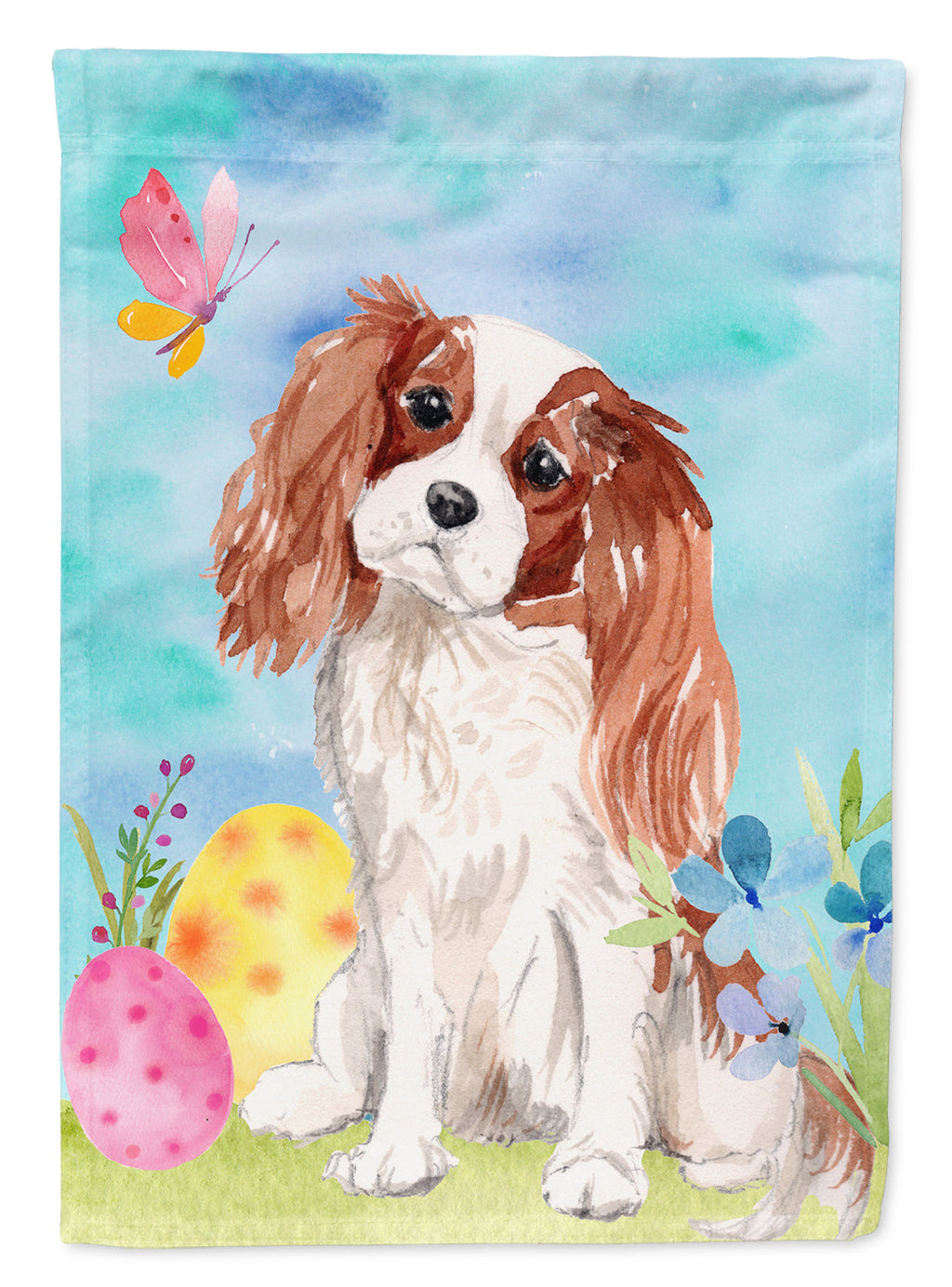 Blenheim Cavalier Spaniel Easter House Flag 28x40 Porch Sleeve Pole Decorative Outside Yard Banner Artwork Wall Hanging, Polyester