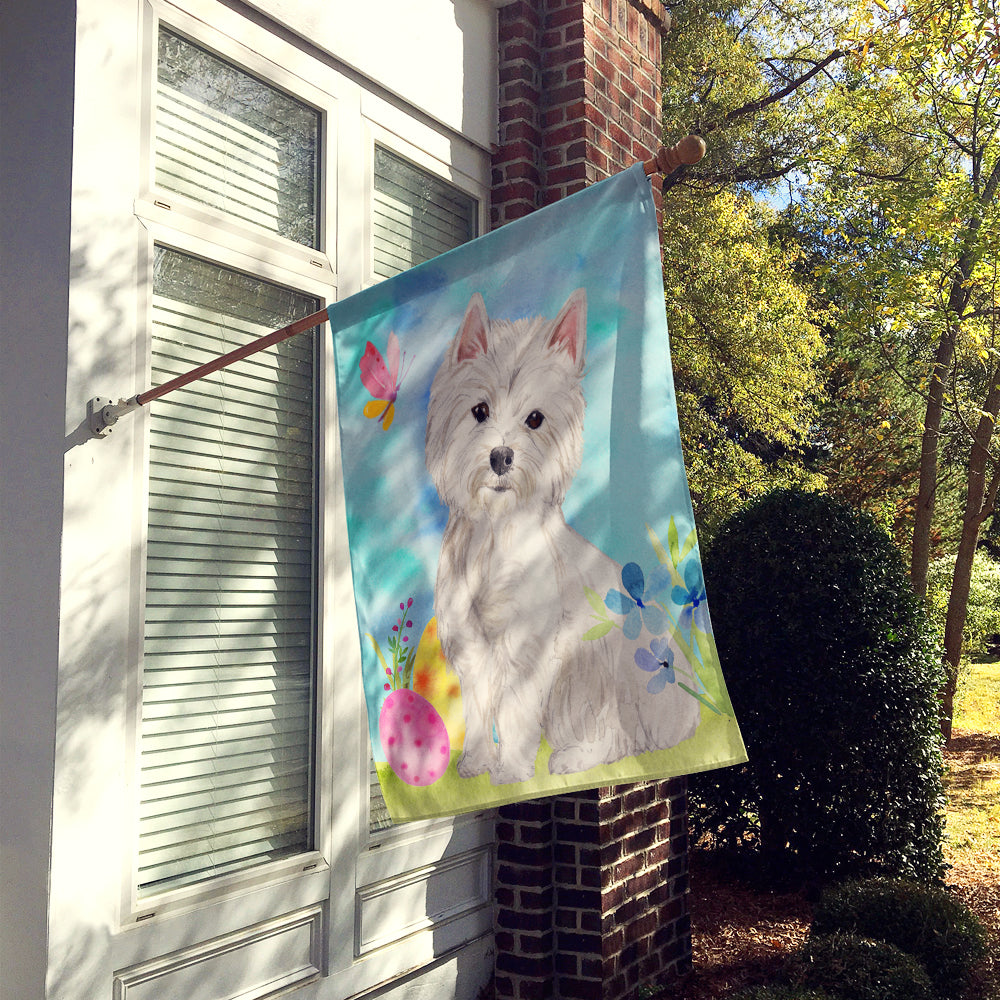 Westie Easter House Flag 28x40 Porch Sleeve Pole Decorative Outside Yard Banner Artwork Wall Hanging, Polyester