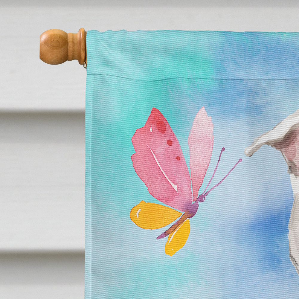 White Staffie Bull Terrier Easter House Flag 28x40 Porch Sleeve Pole Decorative Outside Yard Banner Artwork Wall Hanging, Polyester