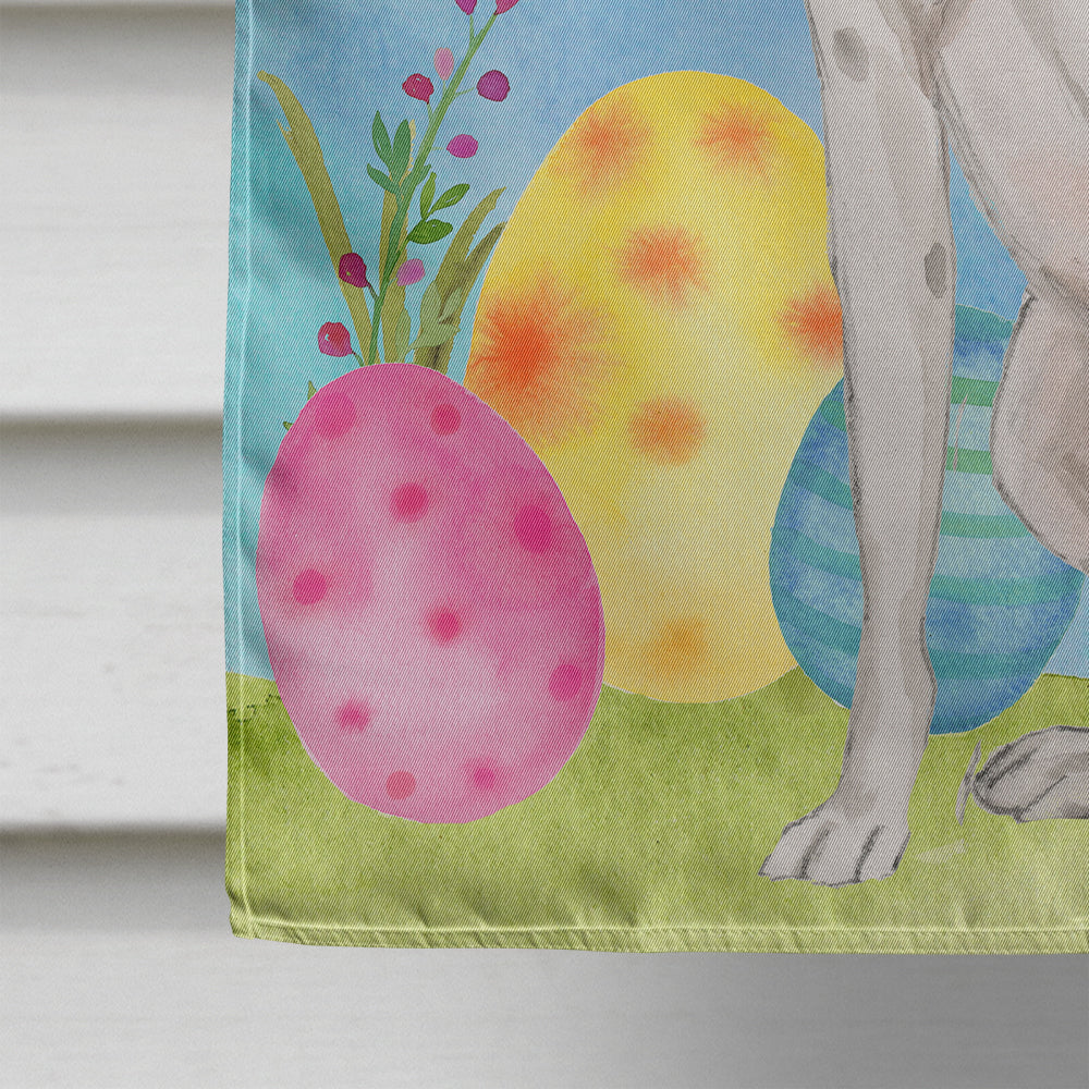 White Staffie Bull Terrier Easter House Flag 28x40 Porch Sleeve Pole Decorative Outside Yard Banner Artwork Wall Hanging, Polyester