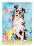 Australian Shepherd Easter House Flag 28x40 Porch Sleeve Pole Decorative Outside Yard Banner Artwork Wall Hanging, Polyester