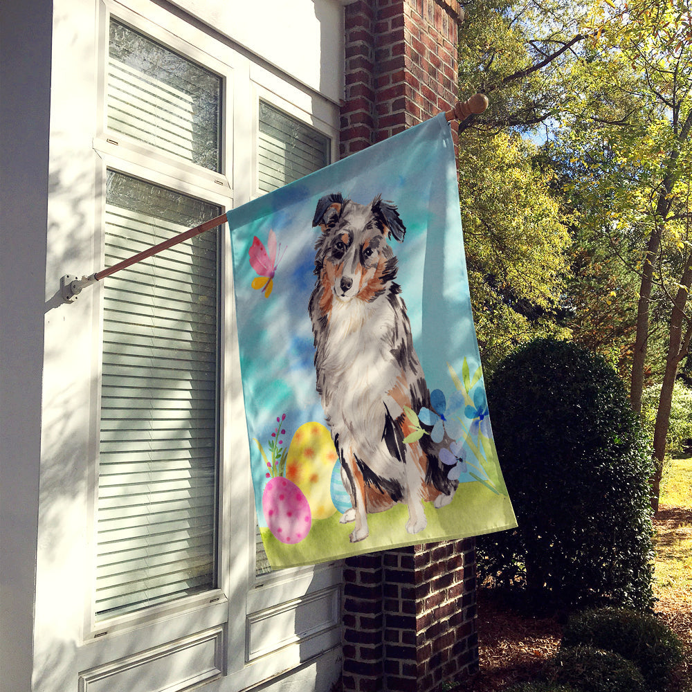 Australian Shepherd Easter House Flag 28x40 Porch Sleeve Pole Decorative Outside Yard Banner Artwork Wall Hanging, Polyester