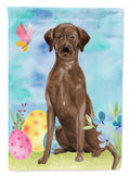 Chocolate Labrador Easter House Flag 28x40 Porch Sleeve Pole Decorative Outside Yard Banner Artwork Wall Hanging, Polyester