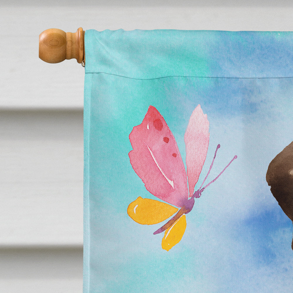 Chocolate Labrador Easter House Flag 28x40 Porch Sleeve Pole Decorative Outside Yard Banner Artwork Wall Hanging, Polyester