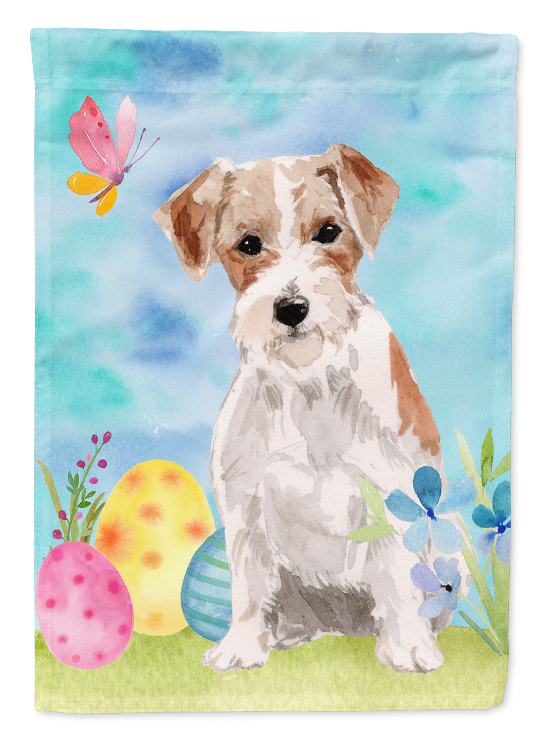 Wire Hair Jack Russell Easter House Flag 28x40 Porch Sleeve Pole Decorative Outside Yard Banner Artwork Wall Hanging, Polyester