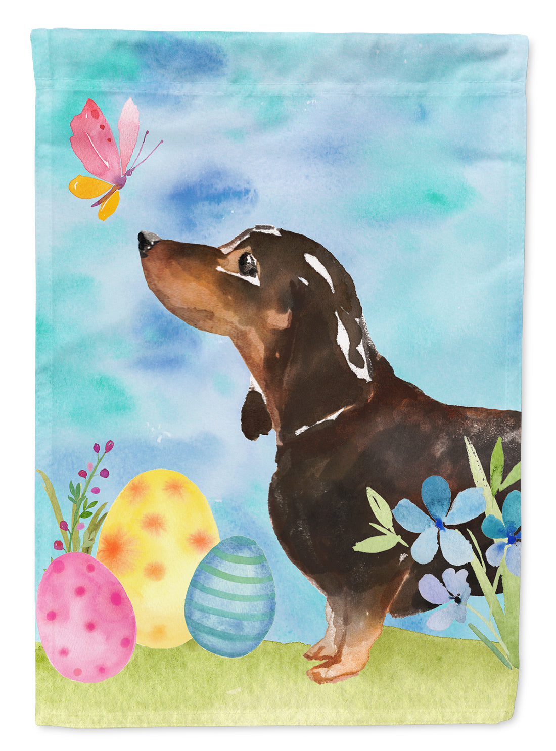 Black and Tan Dachshund Easter House Flag 28x40 Porch Sleeve Pole Decorative Outside Yard Banner Artwork Wall Hanging, Polyester