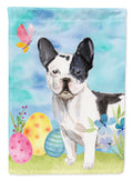 Black White French Bulldog Easter House Flag 28x40 Porch Sleeve Pole Decorative Outside Yard Banner Artwork Wall Hanging, Polyester