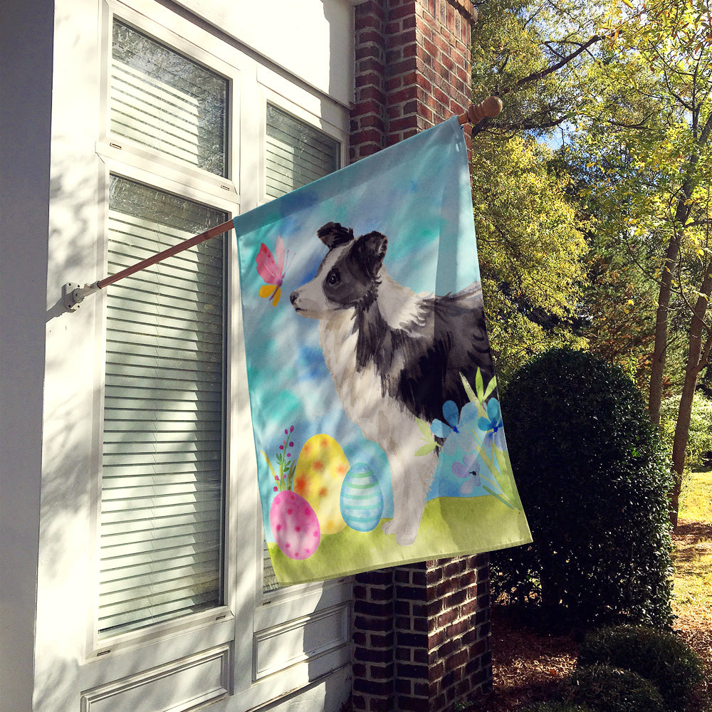 Border Collie Easter House Flag 28x40 Porch Sleeve Pole Decorative Outside Yard Banner Artwork Wall Hanging, Polyester