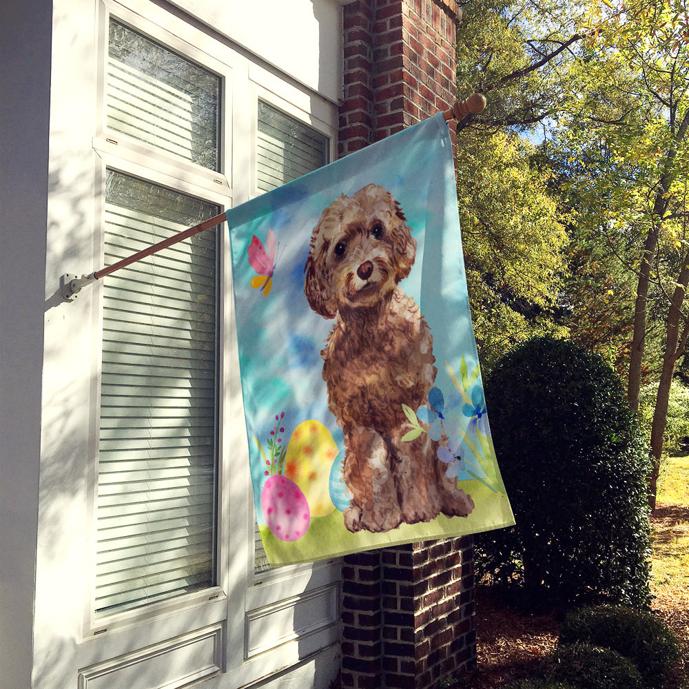 Brown Cockapoo Easter House Flag 28x40 Porch Sleeve Pole Decorative Outside Yard Banner Artwork Wall Hanging, Polyester