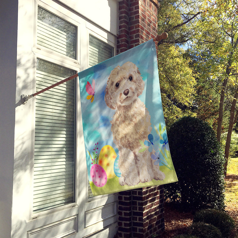 Champagne Cockapoo Easter House Flag 28x40 Porch Sleeve Pole Decorative Outside Yard Banner Artwork Wall Hanging, Polyester