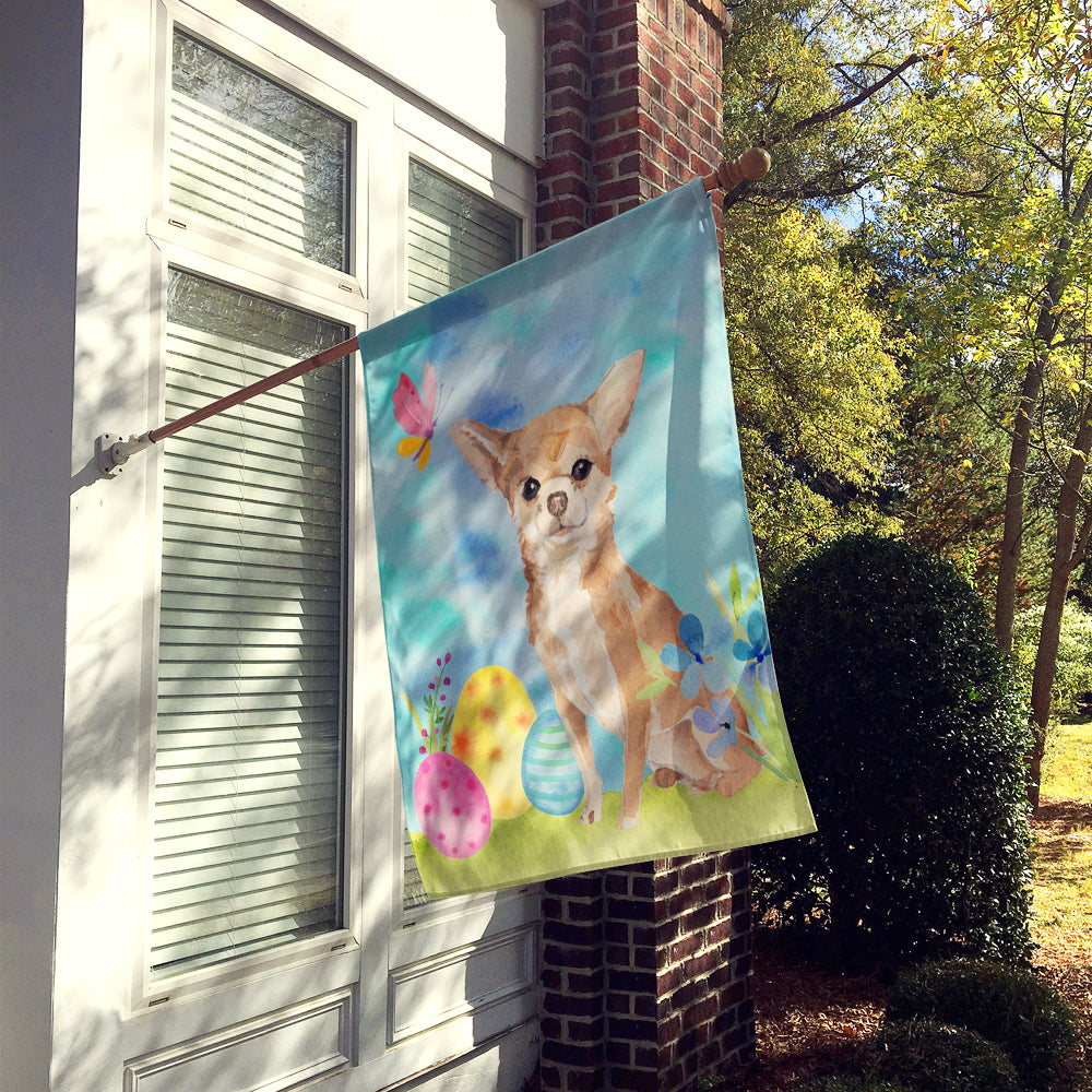 Chihuahua Easter House Flag 28x40 Porch Sleeve Pole Decorative Outside Yard Banner Artwork Wall Hanging, Polyester
