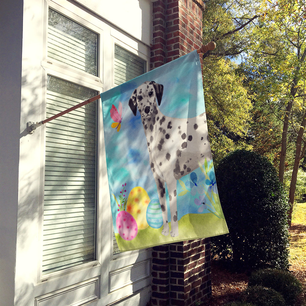 Dalmatian Easter House Flag 28x40 Porch Sleeve Pole Decorative Outside Yard Banner Artwork Wall Hanging, Polyester