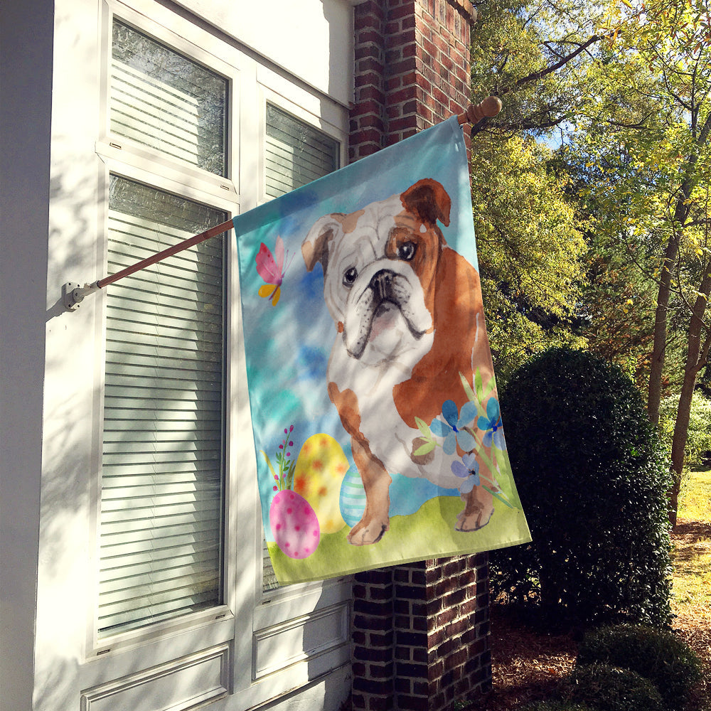 English Bulldog Easter House Flag 28x40 Porch Sleeve Pole Decorative Outside Yard Banner Artwork Wall Hanging, Polyester