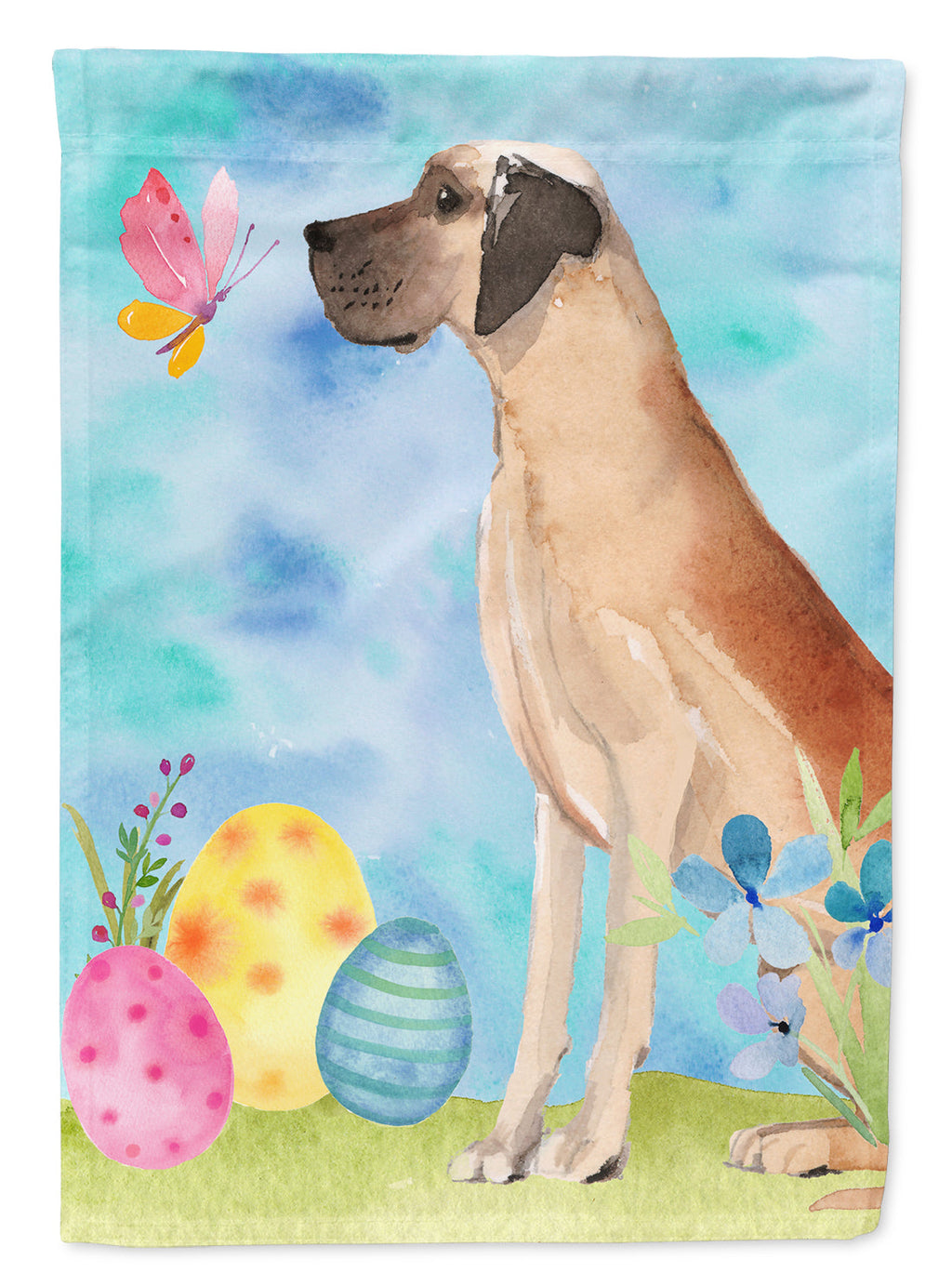 Fawn Natural Great Dane Easter House Flag 28x40 Porch Sleeve Pole Decorative Outside Yard Banner Artwork Wall Hanging, Polyester
