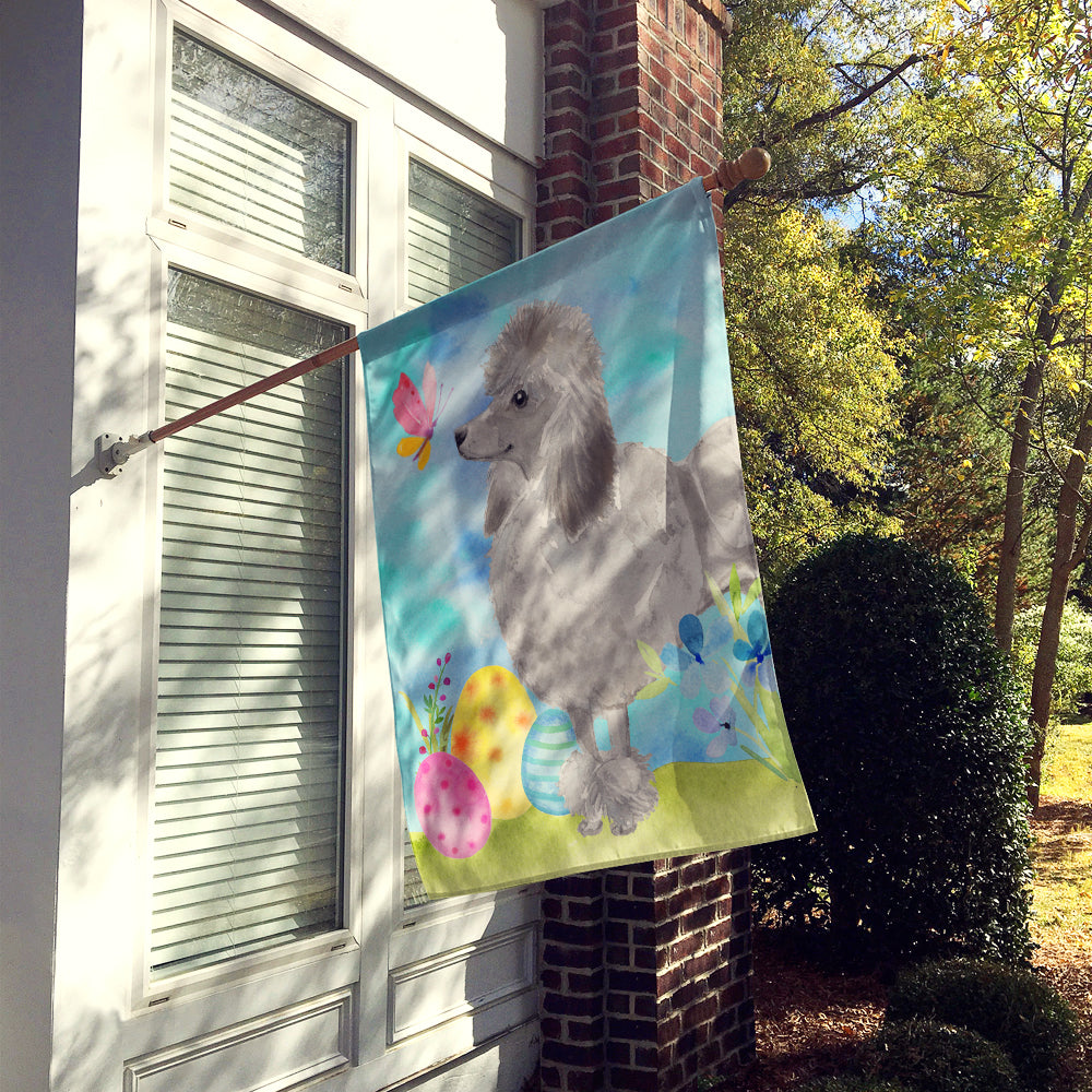 Grey Standard Poodle Easter House Flag 28x40 Porch Sleeve Pole Decorative Outside Yard Banner Artwork Wall Hanging, Polyester