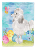 White Standard Poodle Easter House Flag 28x40 Porch Sleeve Pole Decorative Outside Yard Banner Artwork Wall Hanging, Polyester
