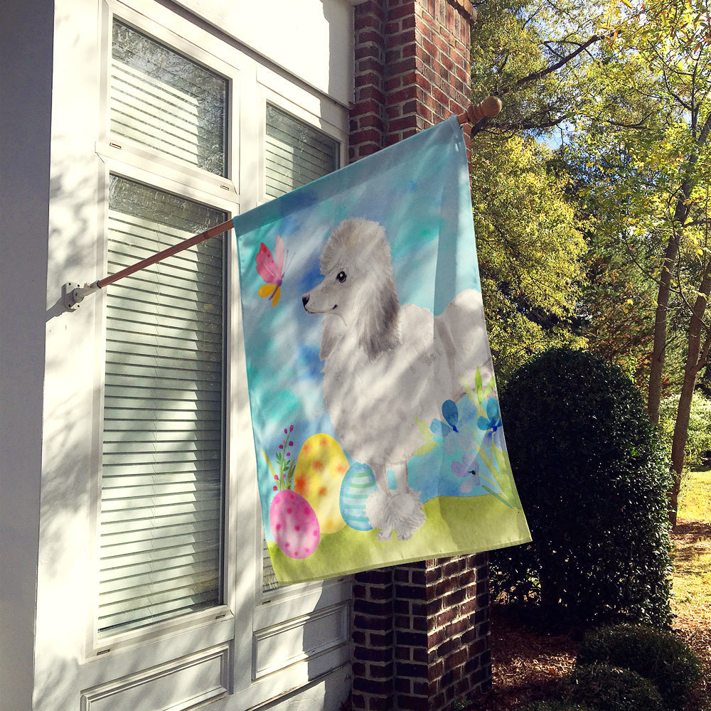 White Standard Poodle Easter House Flag 28x40 Porch Sleeve Pole Decorative Outside Yard Banner Artwork Wall Hanging, Polyester