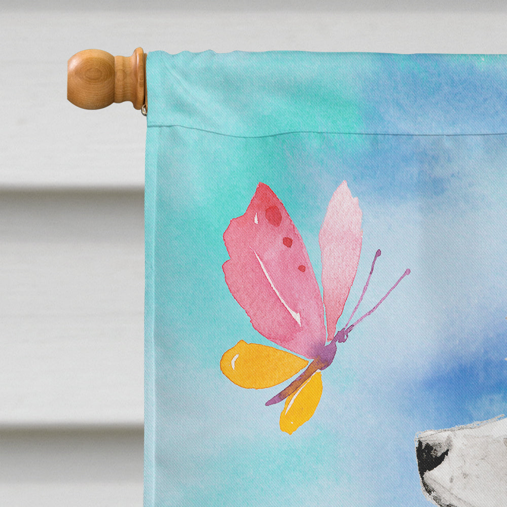 White Standard Poodle Easter House Flag 28x40 Porch Sleeve Pole Decorative Outside Yard Banner Artwork Wall Hanging, Polyester
