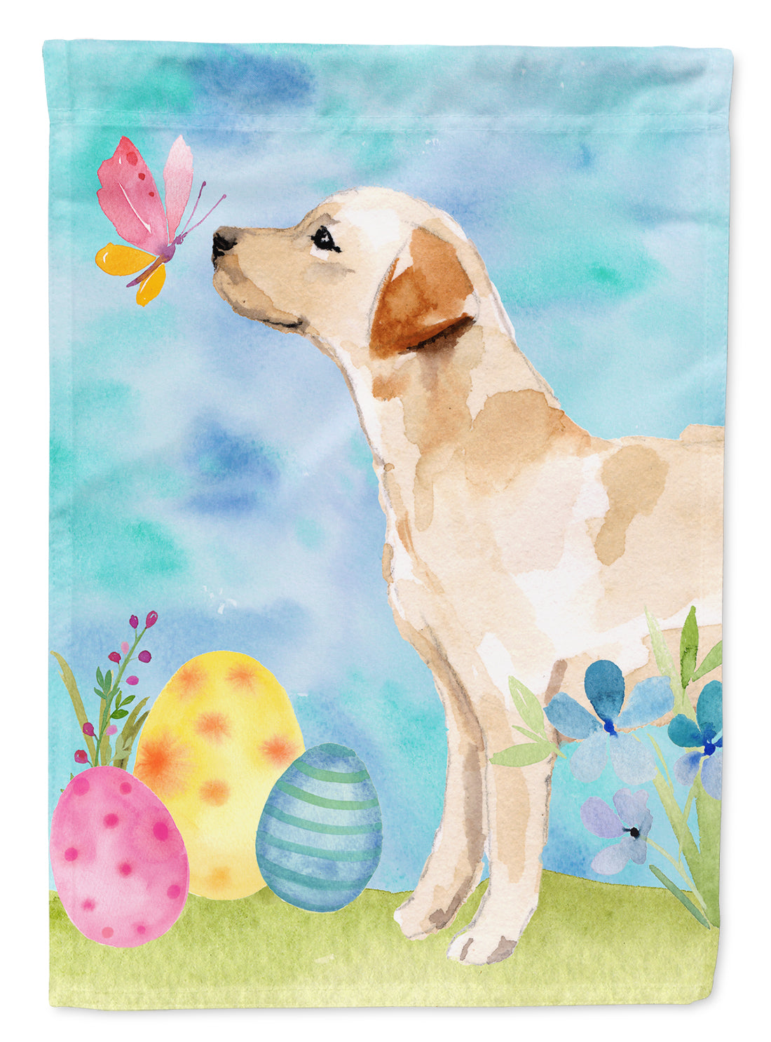 Yellow Labrador #2 Easter House Flag 28x40 Porch Sleeve Pole Decorative Outside Yard Banner Artwork Wall Hanging, Polyester