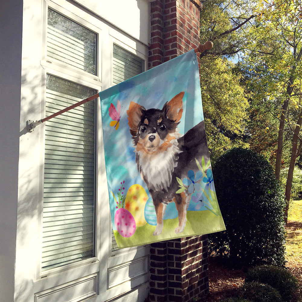 Long Haired Chihuahua Easter House Flag 28x40 Porch Sleeve Pole Decorative Outside Yard Banner Artwork Wall Hanging, Polyester