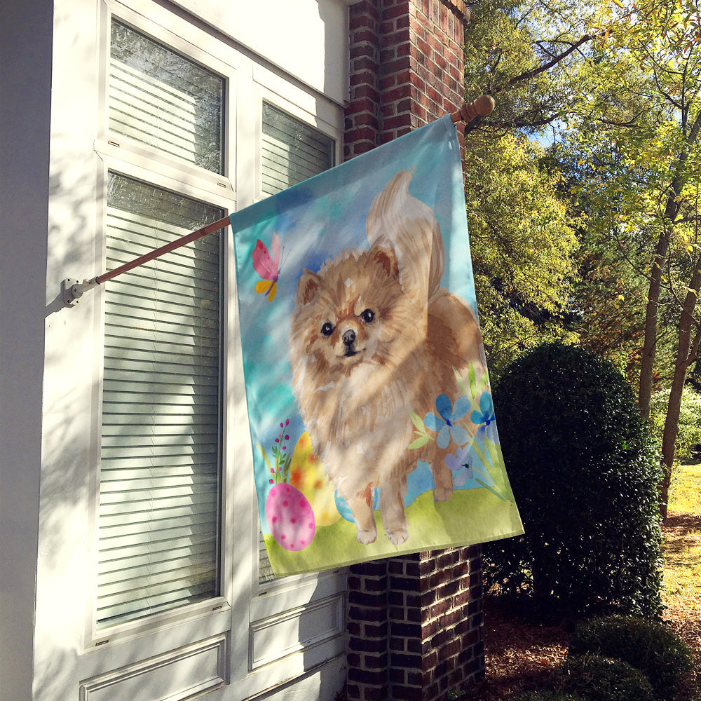 Pomeranian Easter House Flag 28x40 Porch Sleeve Pole Decorative Outside Yard Banner Artwork Wall Hanging, Polyester