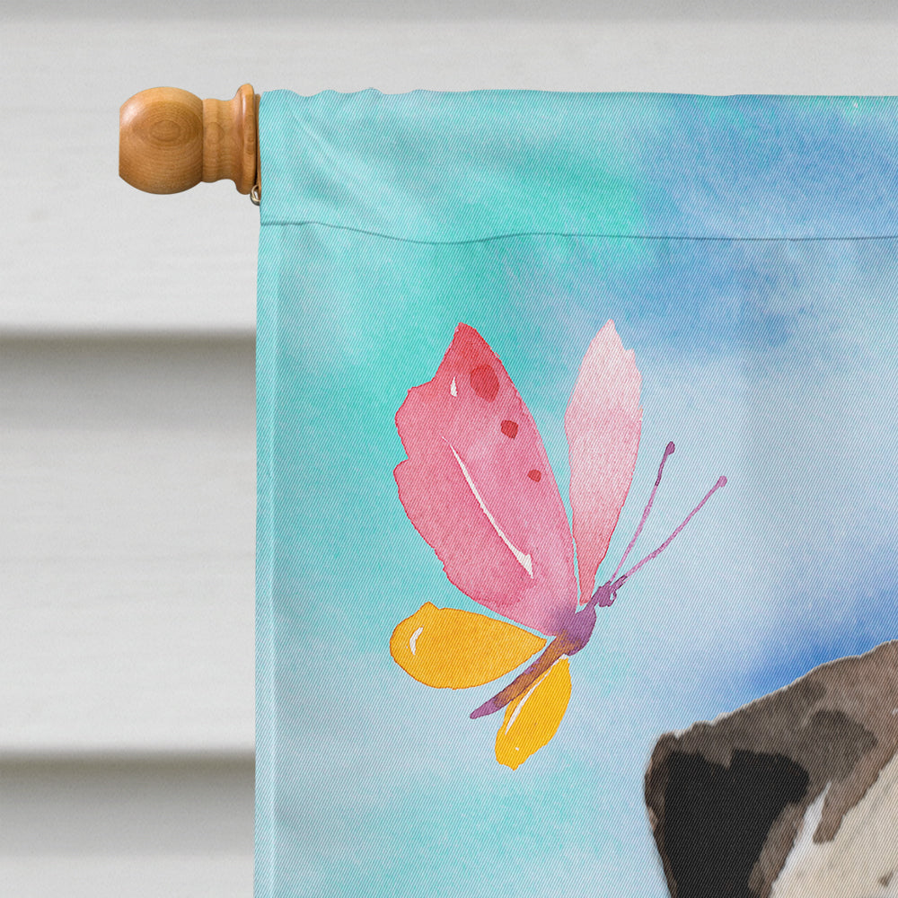 Fawn Pug Easter House Flag 28x40 Porch Sleeve Pole Decorative Outside Yard Banner Artwork Wall Hanging, Polyester