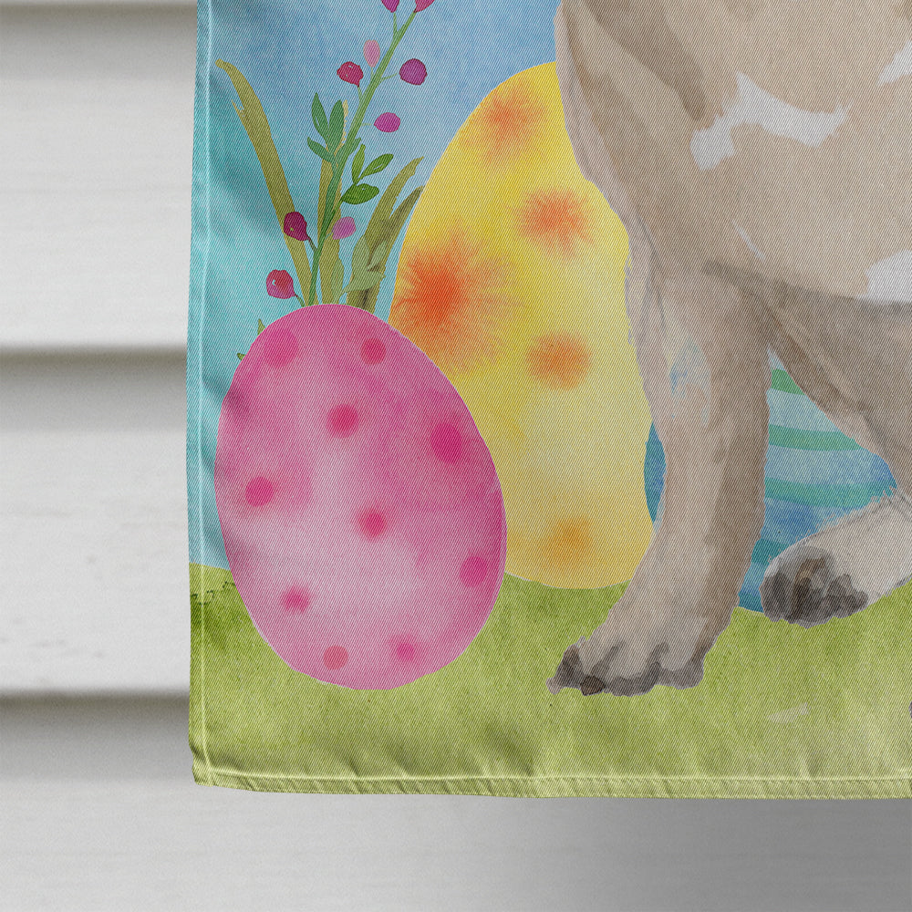 Fawn Pug Easter House Flag 28x40 Porch Sleeve Pole Decorative Outside Yard Banner Artwork Wall Hanging, Polyester