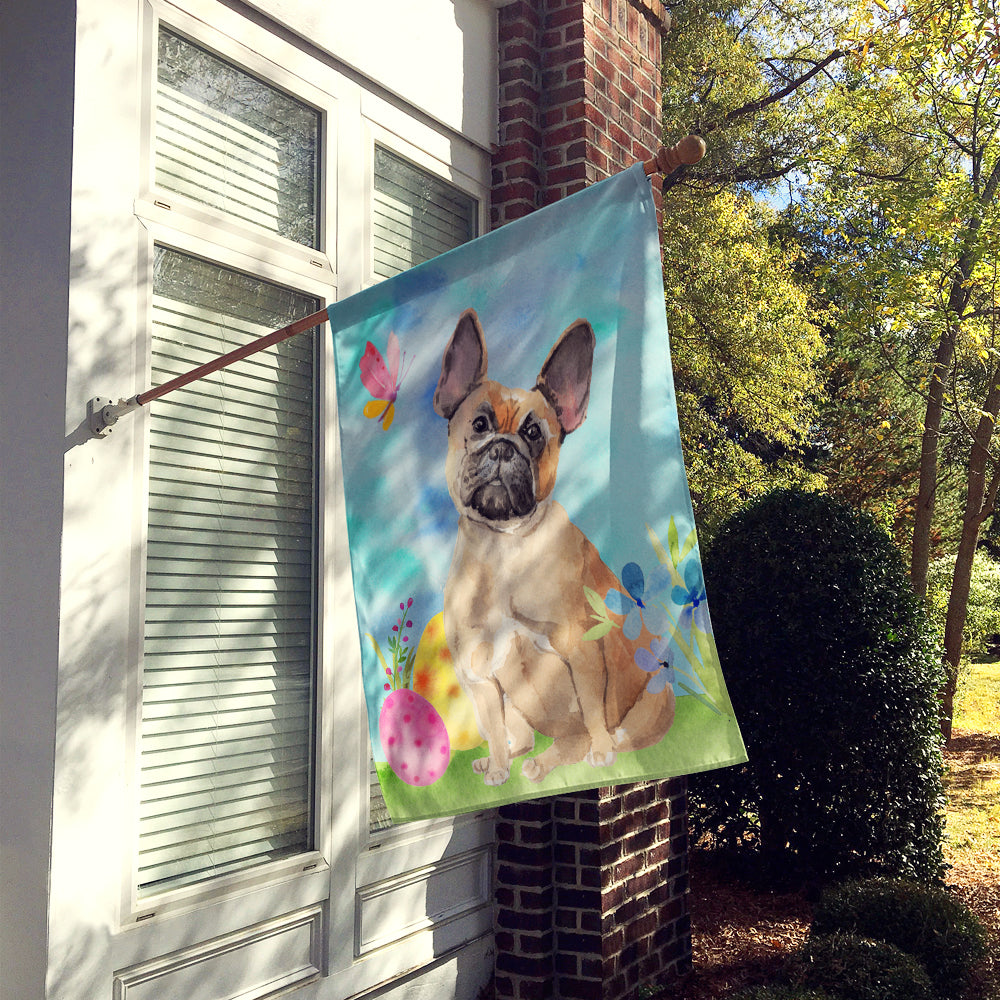 Fawn French Bulldog Easter House Flag 28x40 Porch Sleeve Pole Decorative Outside Yard Banner Artwork Wall Hanging, Polyester