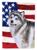 Alaskan Malamute Patriotic House Flag 28x40 Porch Sleeve Pole Decorative Outside Yard Banner Artwork Wall Hanging, Polyester