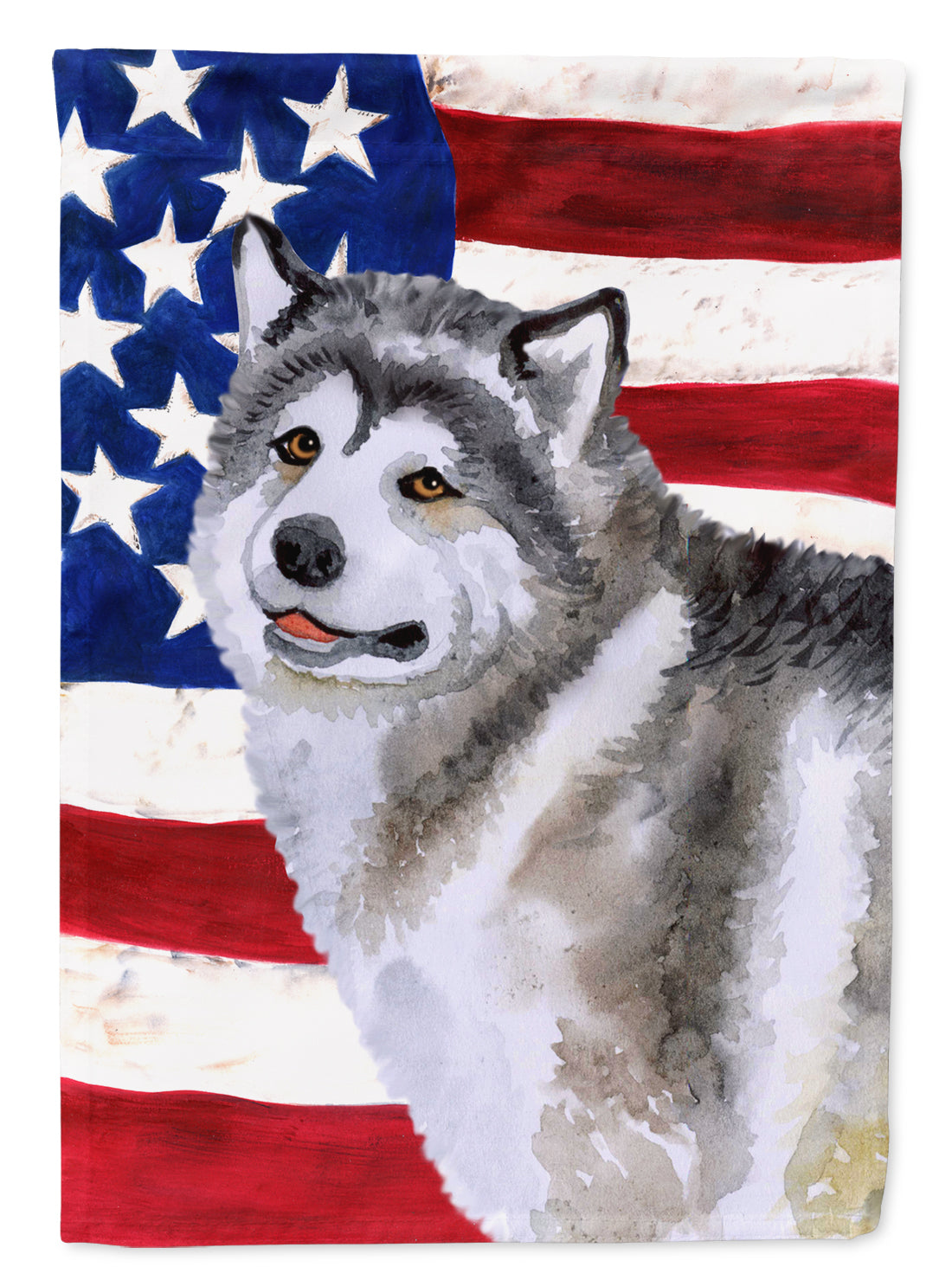Alaskan Malamute Patriotic House Flag 28x40 Porch Sleeve Pole Decorative Outside Yard Banner Artwork Wall Hanging, Polyester