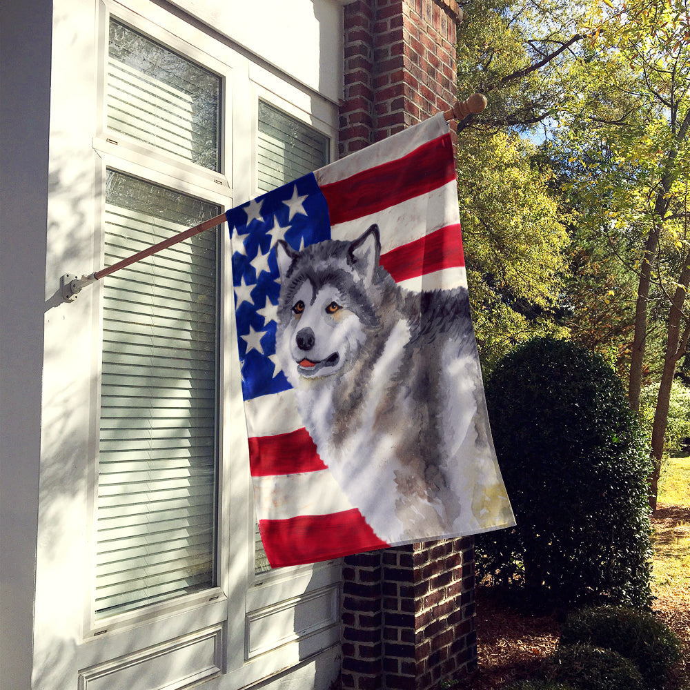 Alaskan Malamute Patriotic House Flag 28x40 Porch Sleeve Pole Decorative Outside Yard Banner Artwork Wall Hanging, Polyester