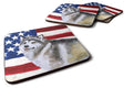 Alaskan Malamute Patriotic Foam Coasters Set of 4 Cup Coasters for Indoor Outdoor, Tabletop Protection, Anti Slip, Mouse pad Material