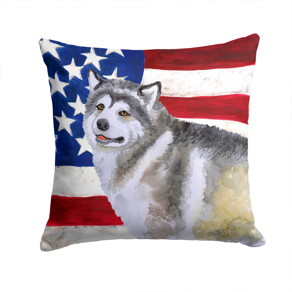 Alaskan Malamute Patriotic Decorative Throw Pillow 14x14 Indoor Outdoor Accent Cushion, Fabric Cover with Insert for Sofa, Bed, Porch & Living Room