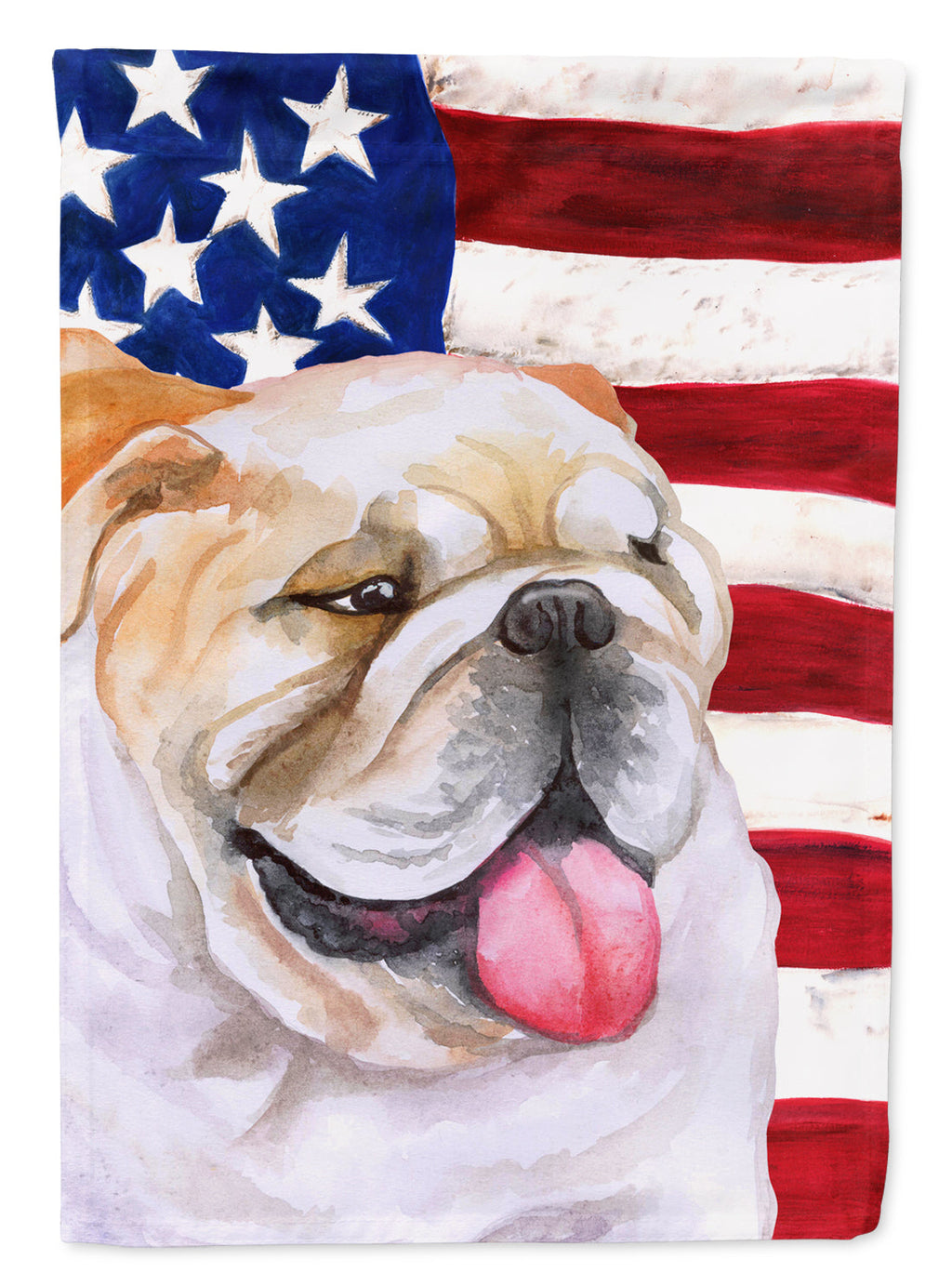 English Bulldog Patriotic House Flag 28x40 Porch Sleeve Pole Decorative Outside Yard Banner Artwork Wall Hanging, Polyester