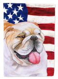 English Bulldog Patriotic House Flag 28x40 Porch Sleeve Pole Decorative Outside Yard Banner Artwork Wall Hanging, Polyester