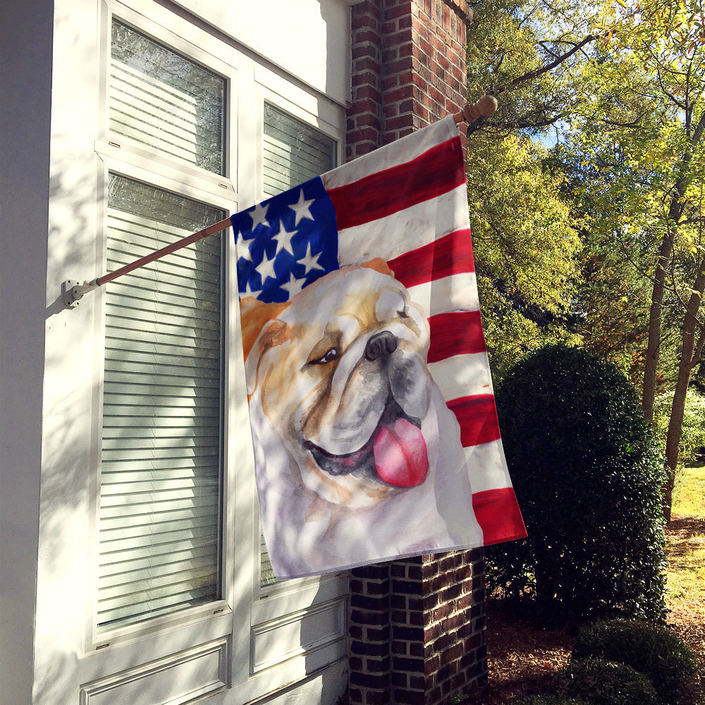 English Bulldog Patriotic House Flag 28x40 Porch Sleeve Pole Decorative Outside Yard Banner Artwork Wall Hanging, Polyester